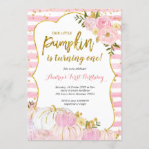 Roze en goudpompoen Eerste uitnodiging van de verj