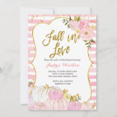 Roze en goudpompoen in bridal Shower Invitation Kaart (Voorkant)