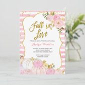Roze en goudpompoen in bridal Shower Invitation Kaart (Staand voorkant)