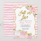 Roze en goudpompoen in bridal Shower Invitation Kaart (Voorkant / Achterkant)