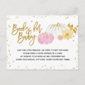Roze en goudpompoenboeken voor Baby shower voor Ba Uitnodiging Briefkaart (Voorkant)