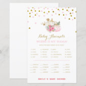 roze en goudpompoenen Baby shower (Voorkant / Achterkant)