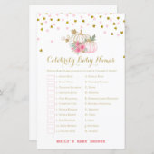 roze en goudpompoenen Baby shower (Voorkant / Achterkant)