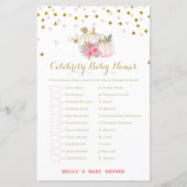 roze en goudpompoenen Baby shower (Voorkant)