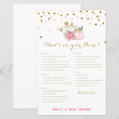 roze en goudpompoenen Baby shower (Voorkant / Achterkant)