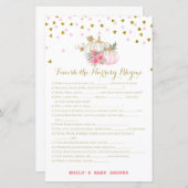 roze en goudpompoenen Baby shower (Voorkant / Achterkant)