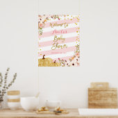 Roze en goudpompoenen Baby shower Welkomstteken Poster (Keuken)