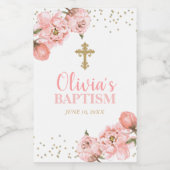 Roze en goudpony Floral Baptism Mini Wine Label Wijn Etiket (Enkel label)