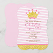 Roze en goudprinses Birthday Party-uitnodigingen Kaart (Voorkant / Achterkant)