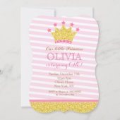 Roze en goudprinses Birthday Party-uitnodigingen Kaart (Voorkant)