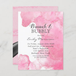 Roze en goudrook Glitter Brunch & Bubble Inv| Ja Kaart