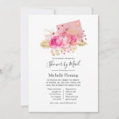 Roze en goudRozen Baby of Vrijgezellenfeest per po Kaart (Voorkant)