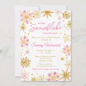 Roze en goudsneeuwvlokken WinterBaby shower Kaart (Voorkant)