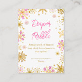 Roze en goudsneeuwvlokken Winterdruppelaar Informatiekaartje (Voorkant)