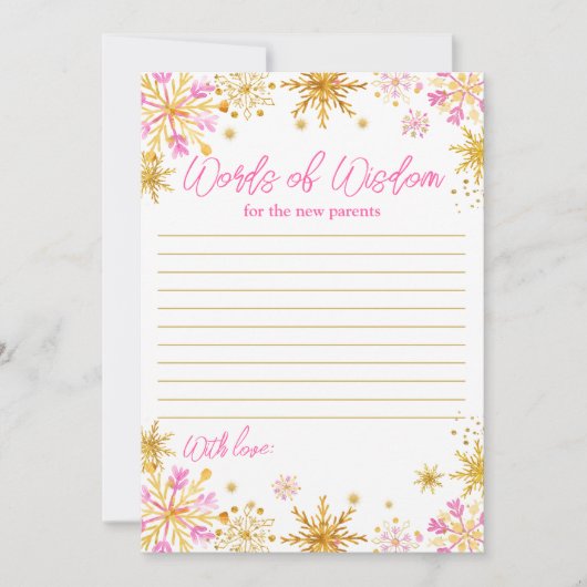 Roze en goudsneeuwvlokken Wisdom Kaart (Voorkant)