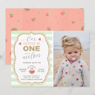 Roze en goudsparkle Eén in een meloen van één dag Kaart