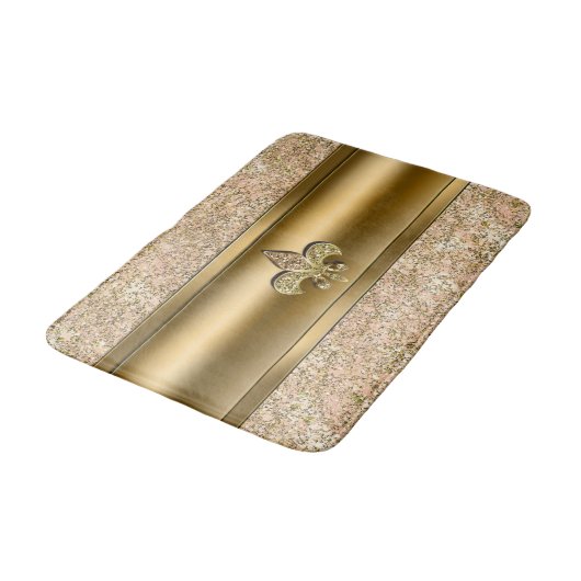 Roze en goudsparkle Glittery Fleur de lis Chic Badmat (Gekanteld)