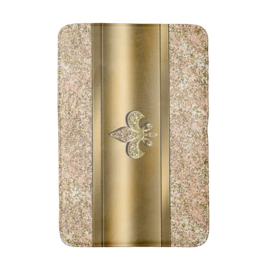 Roze en goudsparkle Glittery Fleur de lis Chic Badmat (Voorkant Verticaal)