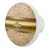 Roze en goudsparkle Glittery Fleur de lis Chic Keramische Knop (Rechts)