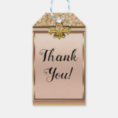 Roze en goudsparkle Glittery Fleur de lis Party Cadeaulabel (Voorkant)