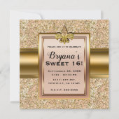 Roze en goudsparkle Glittery Fleur de lis Party Kaart (Voorkant)