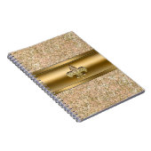 Roze en goudsparkle Glittery Fleur de lis Party Notitieboek (Rechterzijde)