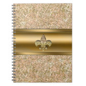 Roze en goudsparkle Glittery Fleur de lis Party Notitieboek (Voorkant)