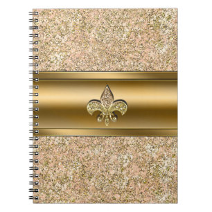 Roze en goudsparkle Glittery Fleur de lis Party Notitieboek