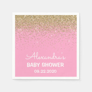 Roze en goudsparkly Baby shower Servet