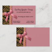 Roze en goudstaven Zebra Visitekaartje (Voorkant / Achterkant)