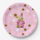 Roze en goudsterren en Borden voor bundelpapier Papieren Bordje (Voorkant)