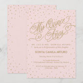  roze en goudsterren Quinceañera 15e verjaardag Kaart (Voorkant / Achterkant)