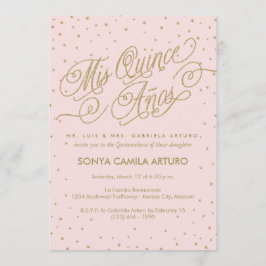  roze en goudsterren Quinceañera 15e verjaardag Kaart