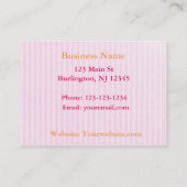 Roze en goudstreep met roze romp en glitter afsprakenkaartje (Achterkant)