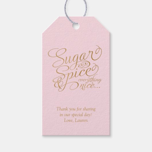 Roze en goudsuiker en specerijvijvers cadeaulabel (Voorkant)