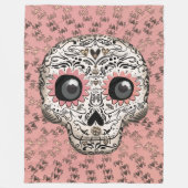 Roze en goudsuiker schedel en geluid fleece deken (Voorkant)