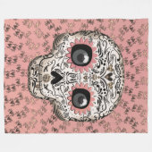 Roze en goudsuiker schedel en geluid fleece deken (Voorkant (Horizontaal))