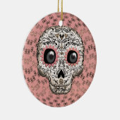 Roze en goudsuiker schedel en geluid keramisch ornament (Rechts)
