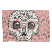 Roze en goudsuiker schedel en geluid kussensloop (Voorkant)