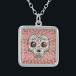 Roze en goudsuiker schedel en geluid zilver vergulden ketting<br><div class="desc">neckalme</div>