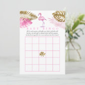 Roze en goudtropische Baby shower Bingo Kaart (Staand voorkant)