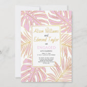 Roze en goudtropische bladeren kaart (Voorkant)