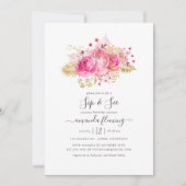 Roze en goudtropische Floral Sip en Zie Kaart (Voorkant)