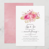 Roze en goudtropische Floral Sip en Zie Kaart (Voorkant / Achterkant)