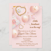 Roze en goudValentijn Baby shower Kaart (Voorkant / Achterkant)