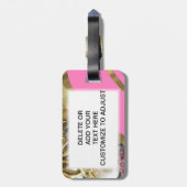 Roze en goudverven bagagelabel (Achterkant verticaal)