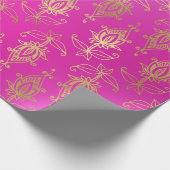 Roze en goudvlies Arabisch Bollywood Cadeaupapier (Hoek)