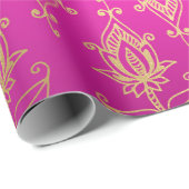 Roze en goudvlies Arabisch Bollywood Cadeaupapier (Rol Hoek)