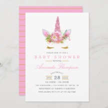 Roze en goudvlies Unicorn Girl Baby shower