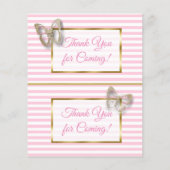 Roze en goudvlinder Baby shower - luieraffle Flyer (Achterkant)